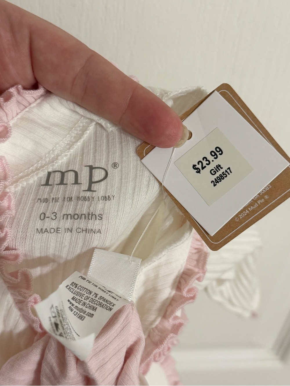 Mud Pie Cream and Pink Ruffled Sleep Gown with Hat - Picture 2 of 2